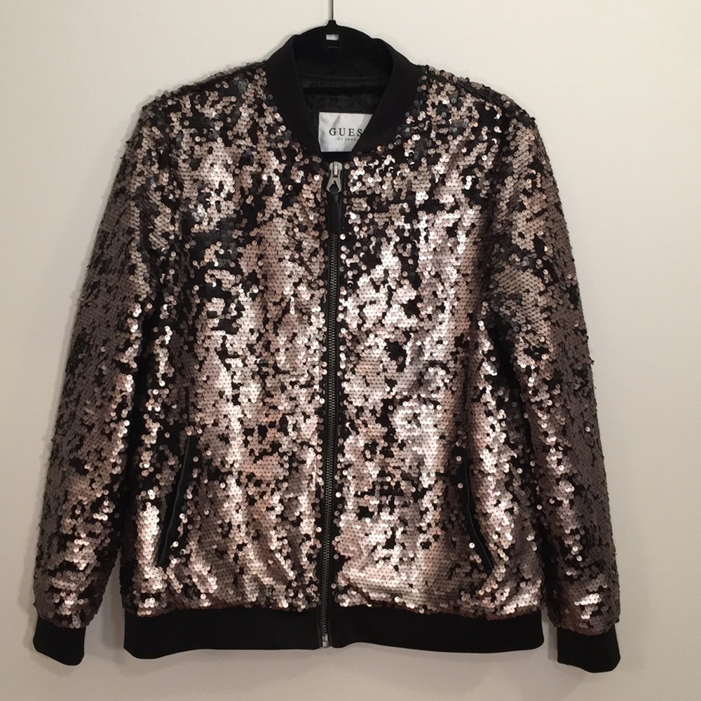 Guess Delilah Sequin Bomber Jacket